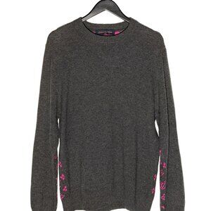 Louis Vuitton FW18 Grey Cashmere Pink Monogram Sweater